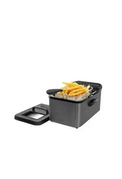 Freidora eléctrica de 3,2 l con indicador de sonido y pantalla digital cleanfry luxury 3000 dark de Cecotec