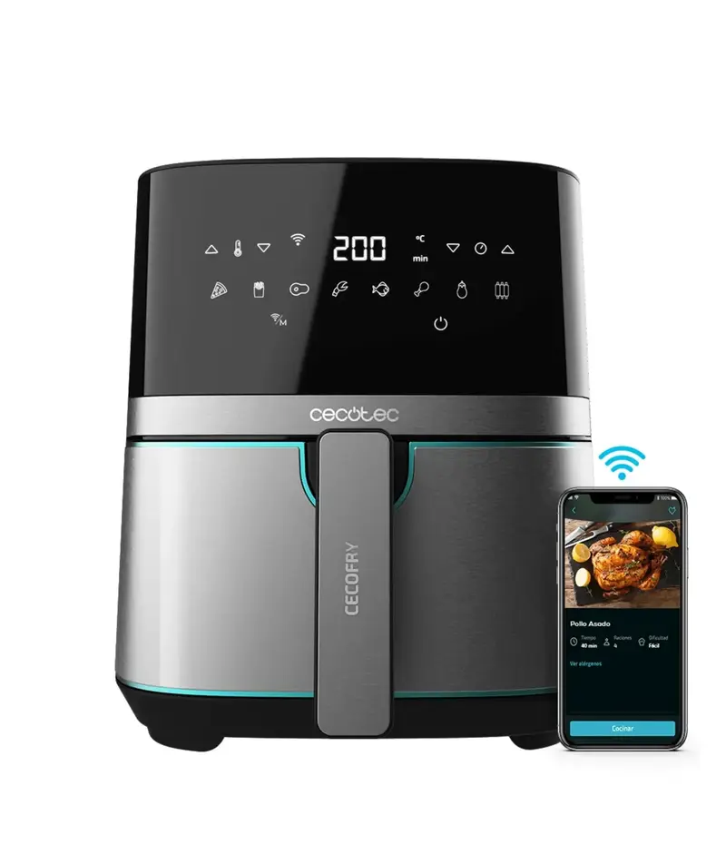 Freidora sin Aceite 5.5L Inoxidable con APP para Cocina Saludable y Moderna de Cecotec