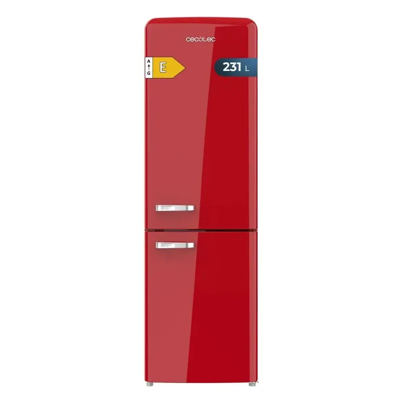Frigorífico Combi Retro rojo Bolero CoolMarket 231L no Frost 176cm con Modo Fast Cooling y Multi Air Flow Cecotec