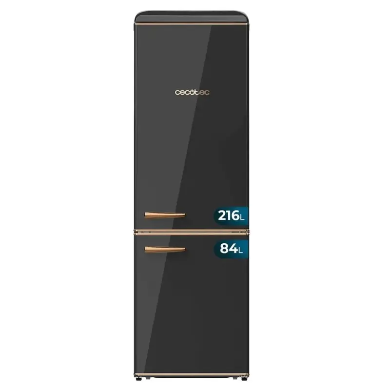 Frigorífico Retro 300L Negro, Clase E, Diseño Elegante y Eficiente Energéticamente de Cecotec
