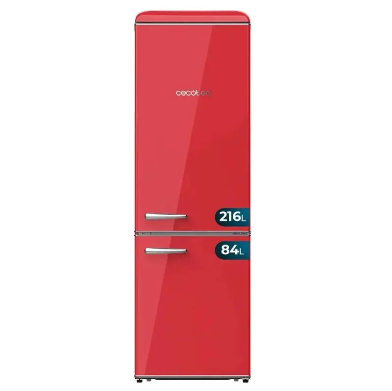 Frigorífico Retro 300L Rojo con Eficiencia Energética y Diseño Elegante de Cecotec