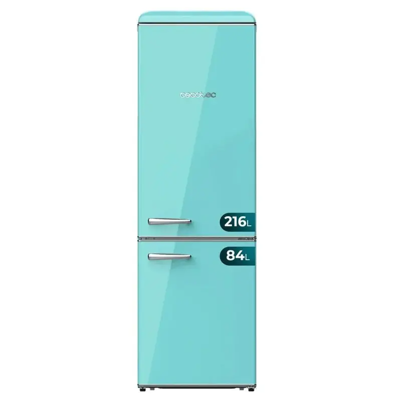 Frigorífico Retro 300L verde Clase E con luz y Crisper Box para ahorro energético Cecotec