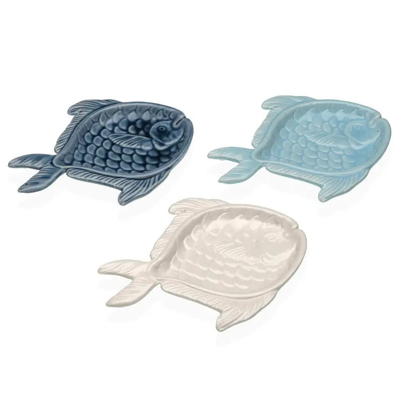 FUENTE APERITIVO CERAMICA PEZ SURTIDO