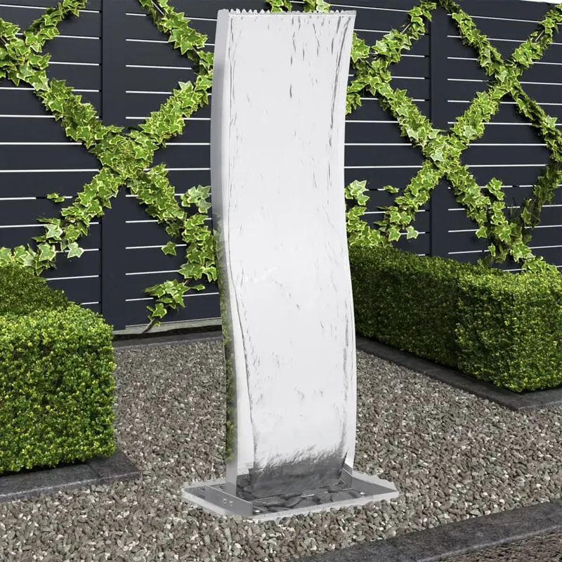 Fuente de jardín curvada con bomba acero inoxidable 130 cm