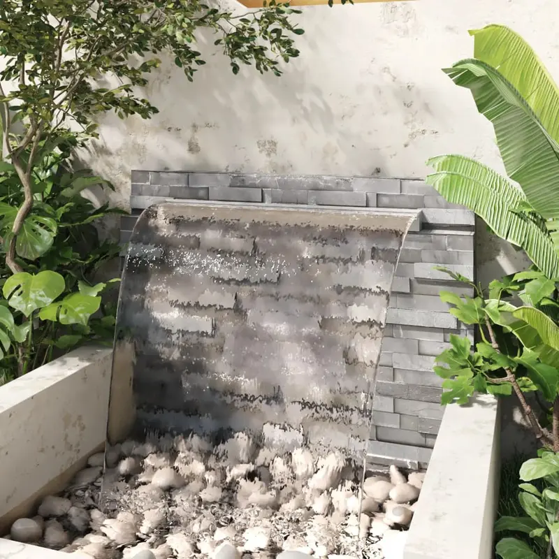 Fuente de piscina en cascada rectangular acero inoxidable 110cm