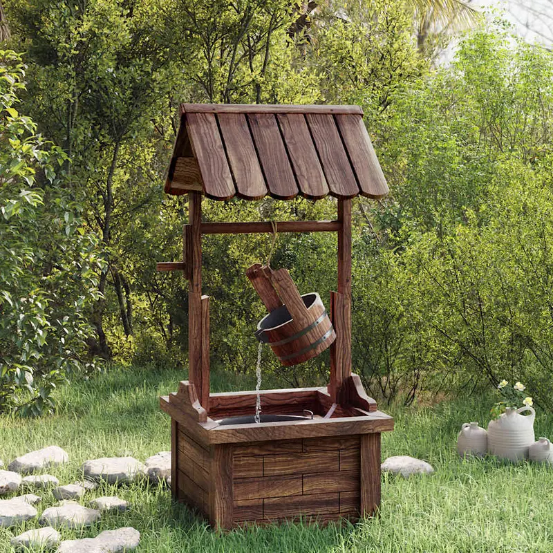 Fuente pozo de deseos con bomba madera de abeto 57x50x112 cm