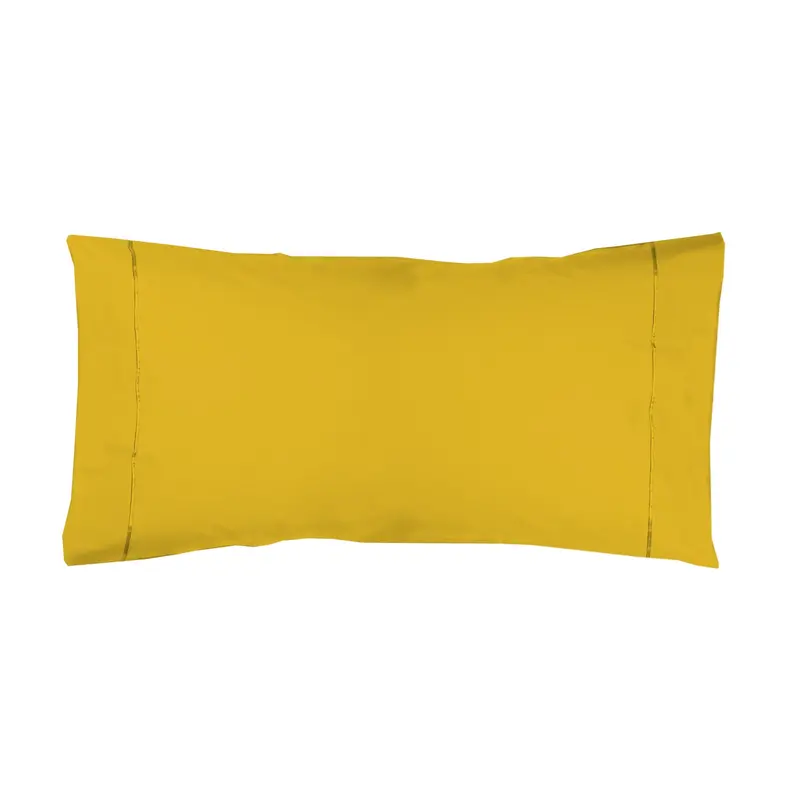 Funda almohada Algodón Percal de 200 hilos Amarillo Mostaza
