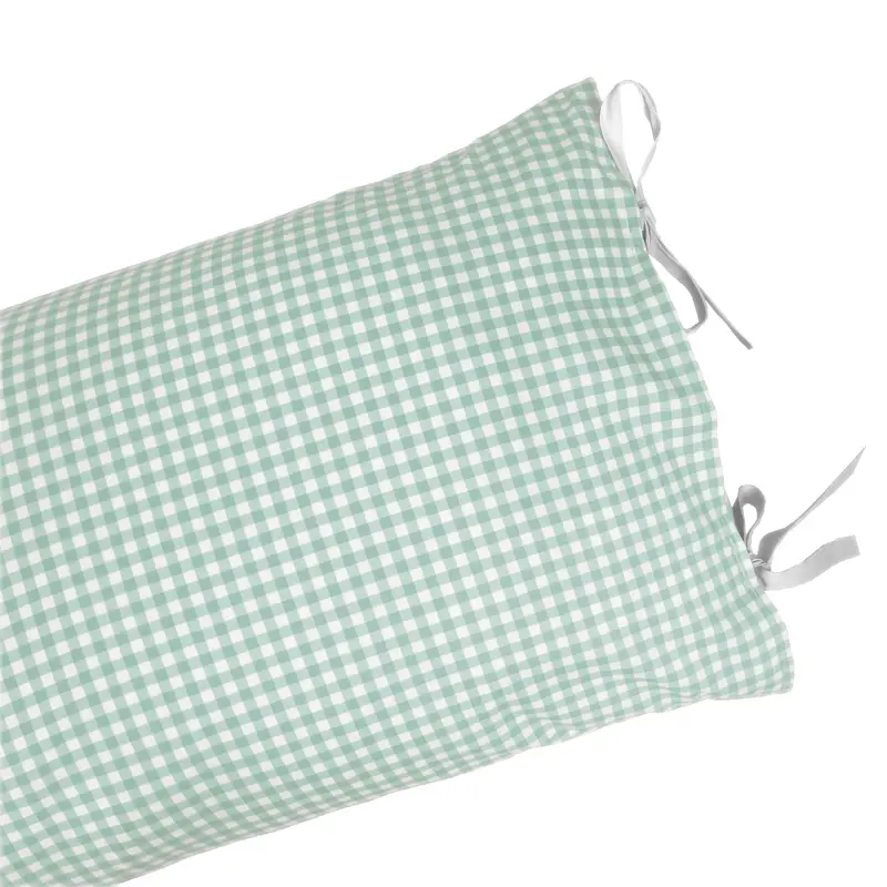 Funda Almohada Infantil Vichy Agua Marina con lazo