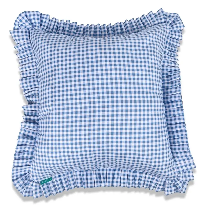 Funda Cojín con Volante a Tablas Vichy XS Marino