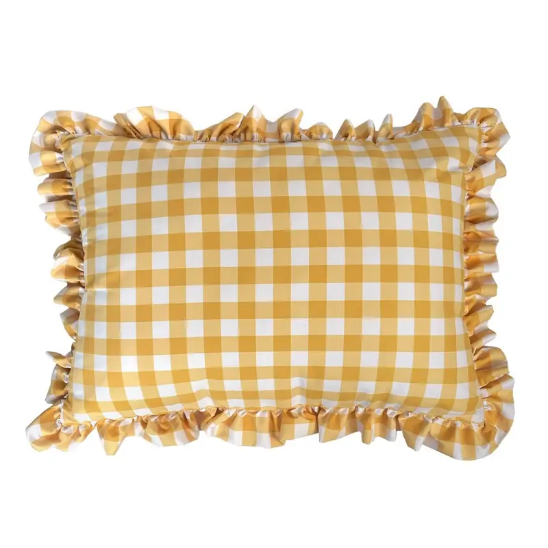 Funda cuadrante Infantil  Vichy Amarillo con volante