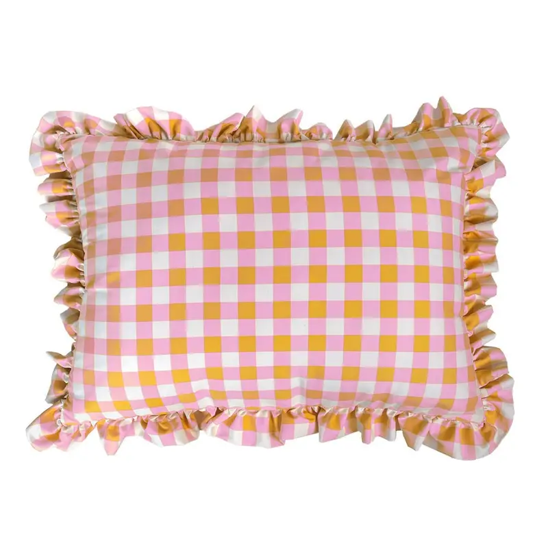 Funda cuadrante Infantil  Vichy Rosa Amarillo con volante