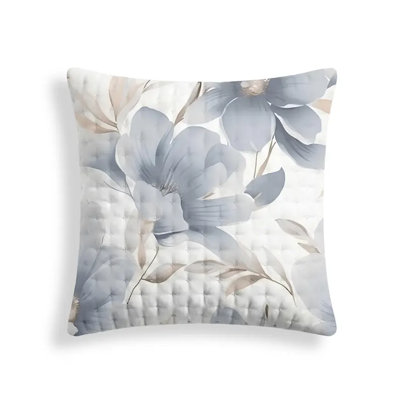 Funda de almohada acolchada estampada Bloom Azul