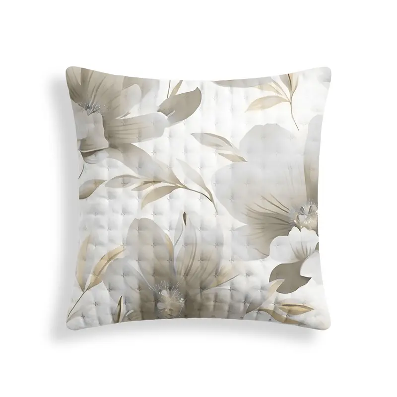 Funda de almohada acolchada estampada Bloom Beige