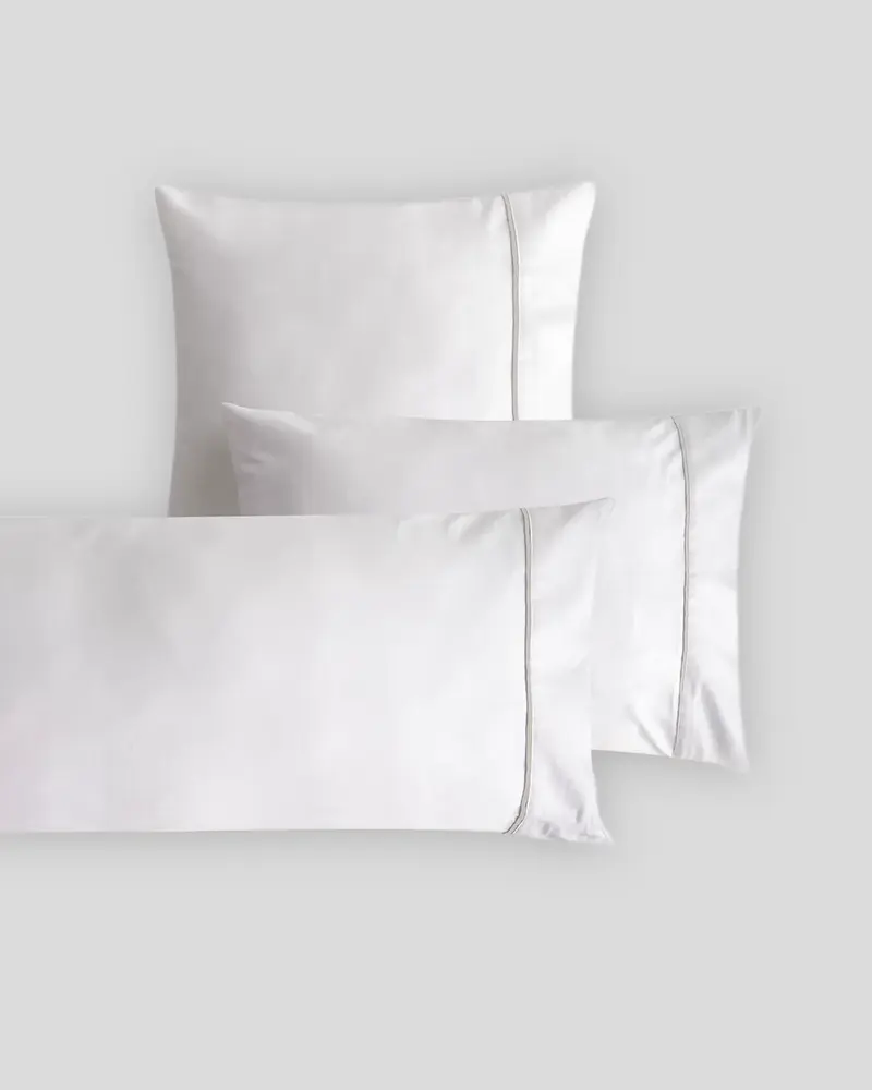 Funda de Almohada Don Algodon Satén 300 Hilos Elba Blanco-Gris