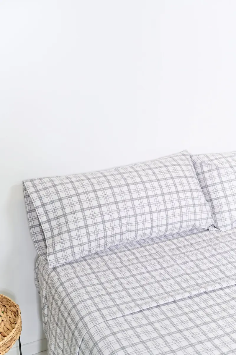 Funda de almohada estampada Cuadros Gris