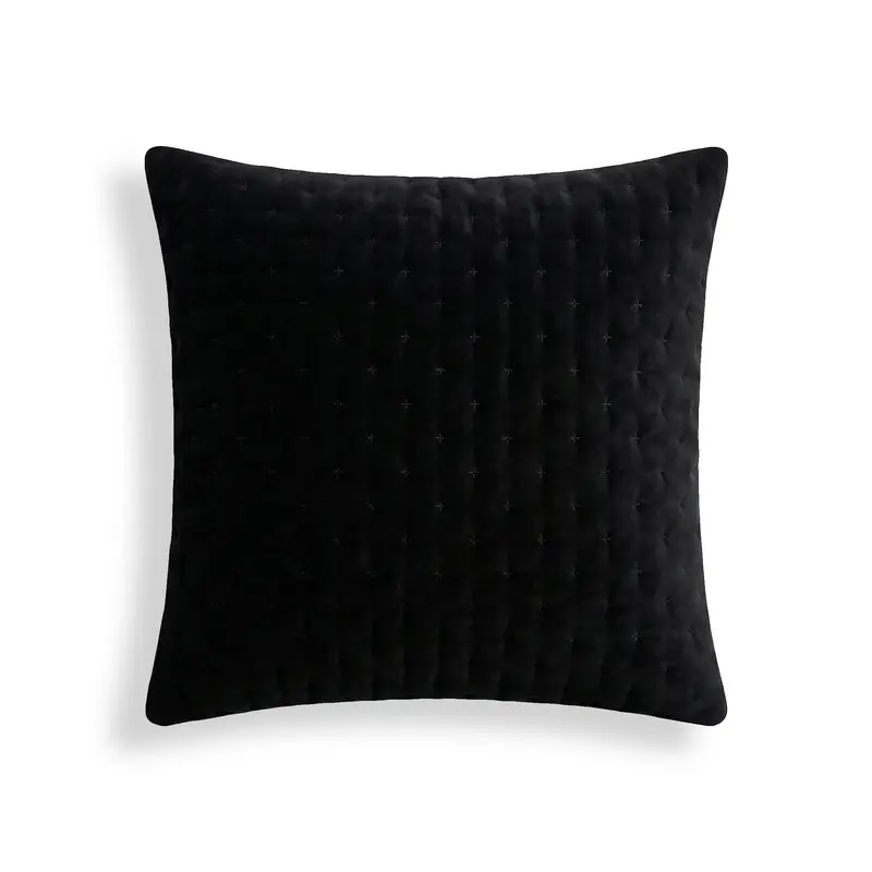 Funda de almohada lisa acolchada Black