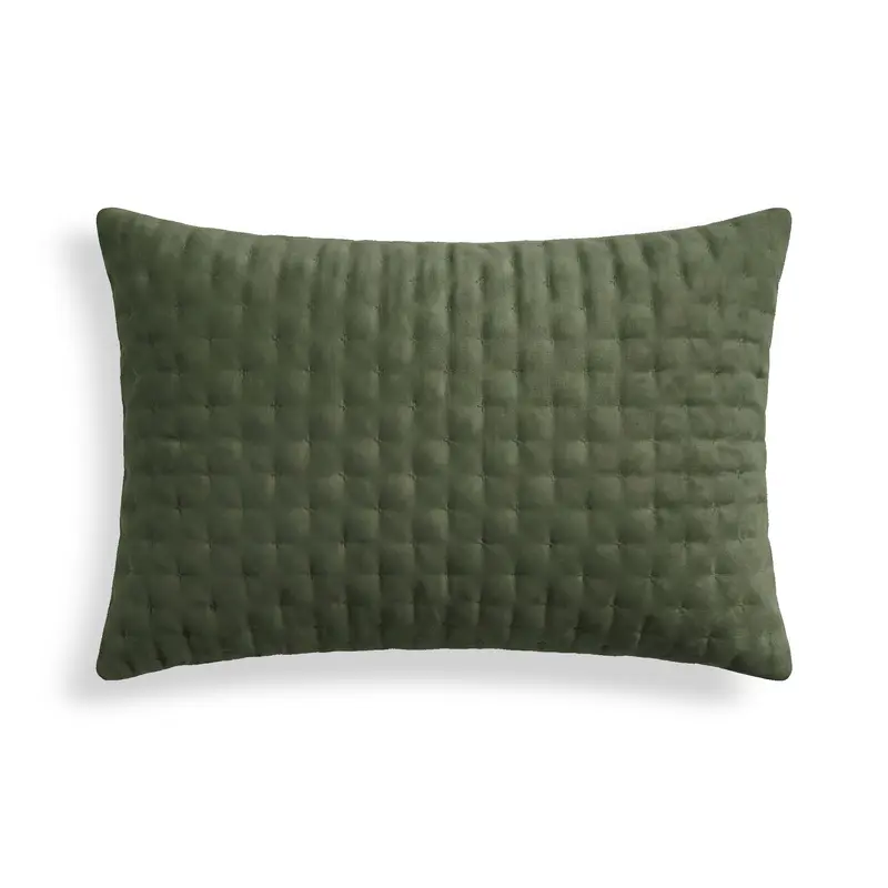 Funda de almohada lisa acolchada Verde Botella 50x80 cm