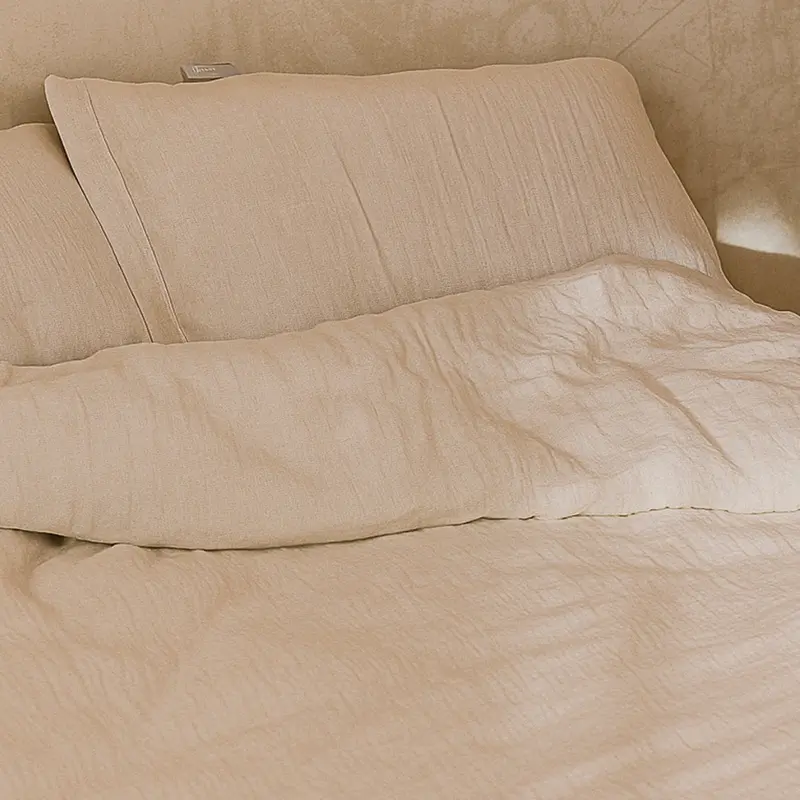 FUNDA DE ALMOHADA MUSELINA 100% ALGODÓN BEIGE