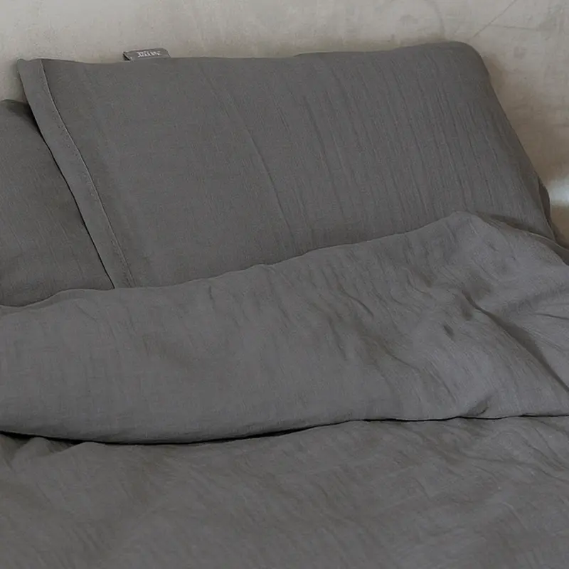 FUNDA DE ALMOHADA MUSELINA 100% ALGODÓN GRIS