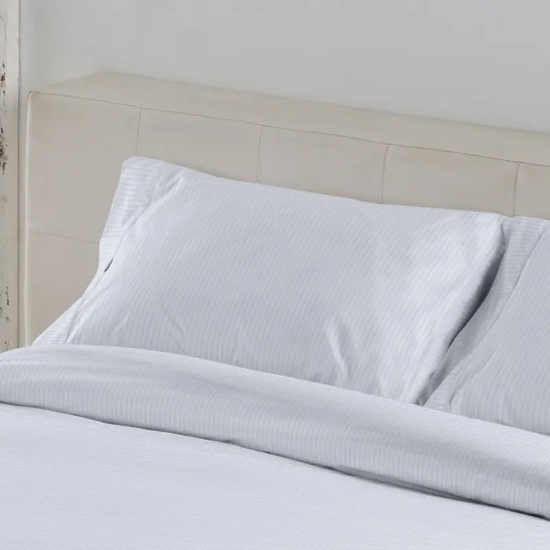 Funda de almohada satén listado blanco