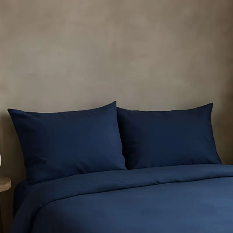 FUNDA DE ALMOHADA SOLAPA 100% ALGODÓN AZUL