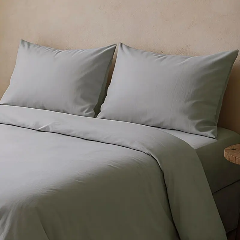 FUNDA DE ALMOHADA SOLAPA 100% ALGODÓN GRIS PÁLIDO