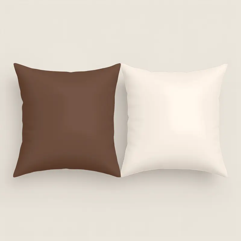 FUNDA DE COJÍN BICOLOR MARRON 18/VAINILLA