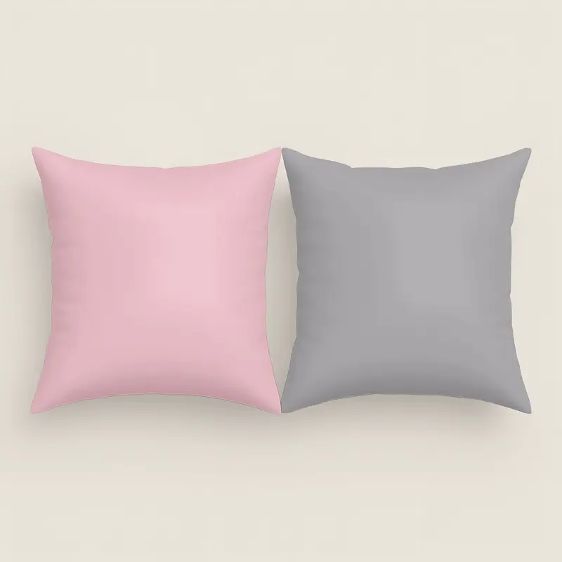 FUNDA DE COJÍN BICOLOR ROSA VIEJO/GRIS L.808