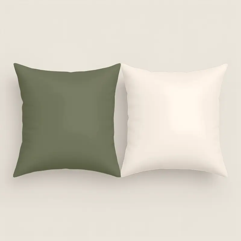 FUNDA DE COJÍN BICOLOR VERDE 75/VAINILLA