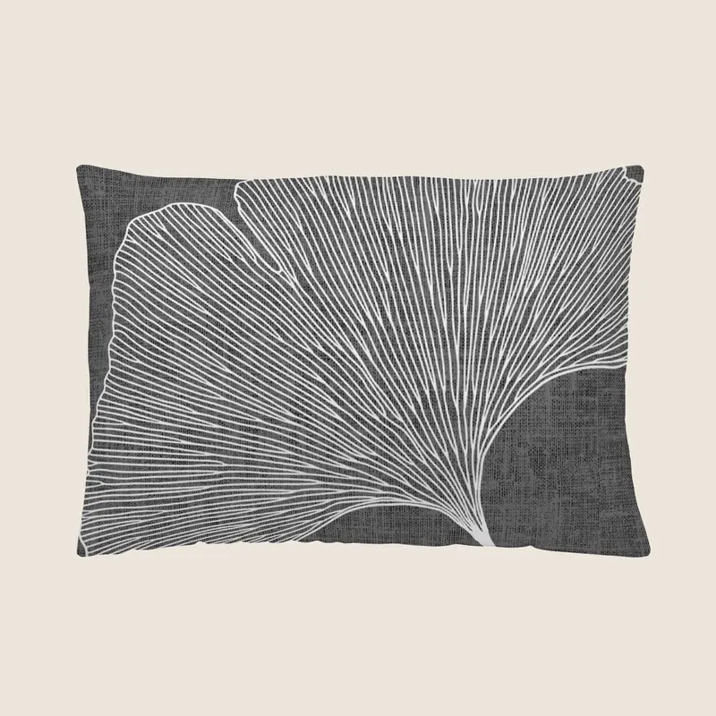 FUNDA DE COJÍN ESTAMPADO GINGKO 100% ALGODÓN