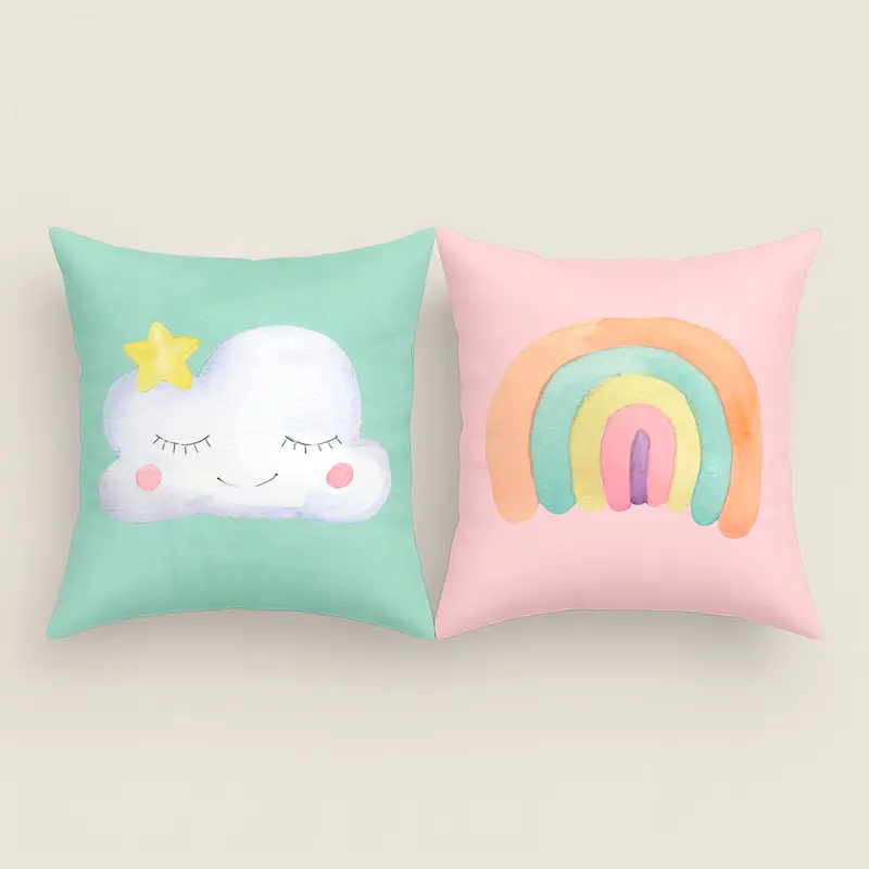 FUNDA DE COJÍN INFANTIL ESTAMPADO CONFETTI 100% ALGODÓN