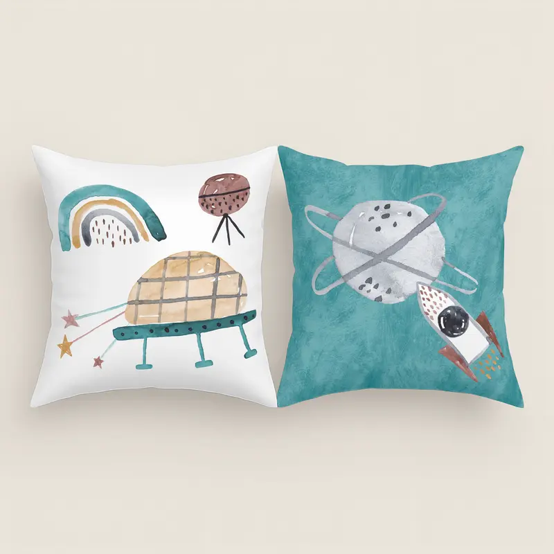 FUNDA DE COJÍN INFANTIL ROCKET 100% ALGODÓN