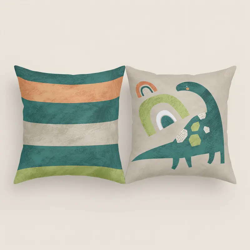 FUNDA DE COJÍN INFANTIL SAURIO 100% ALGODÓN