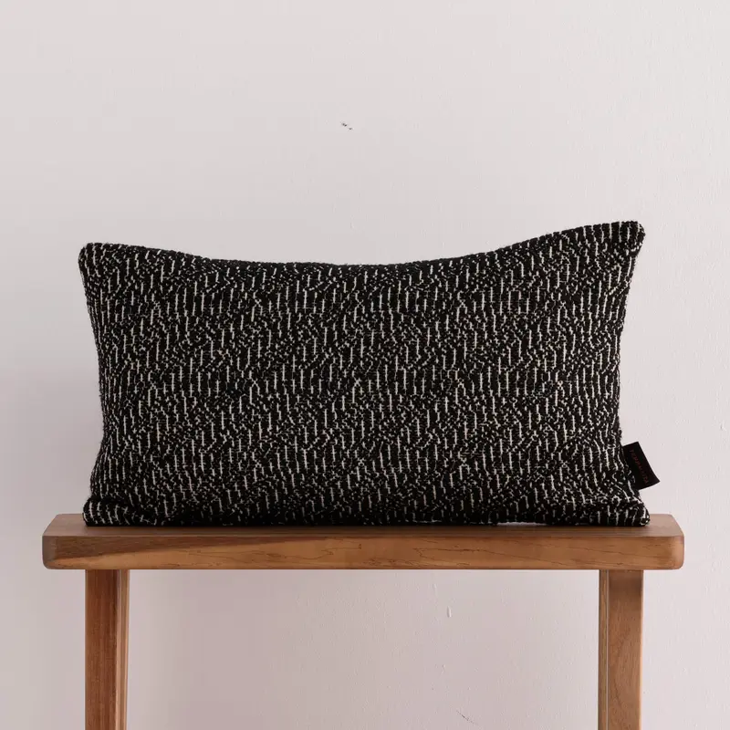 Funda de cojín jacquard 30x50 cm Benisa Negro