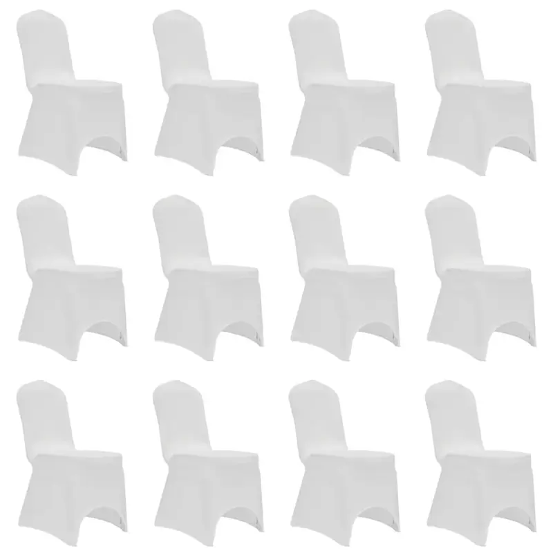 Funda de silla elástica 12 unidades blanca