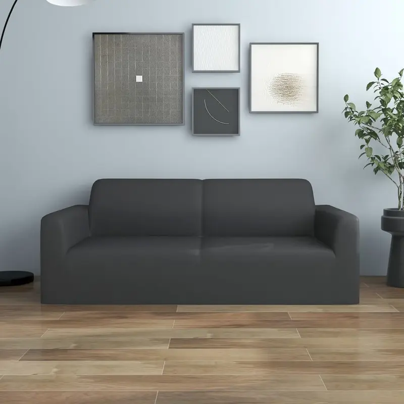 Funda elástica de sillón de 2 plazas poliéster jersey antracita