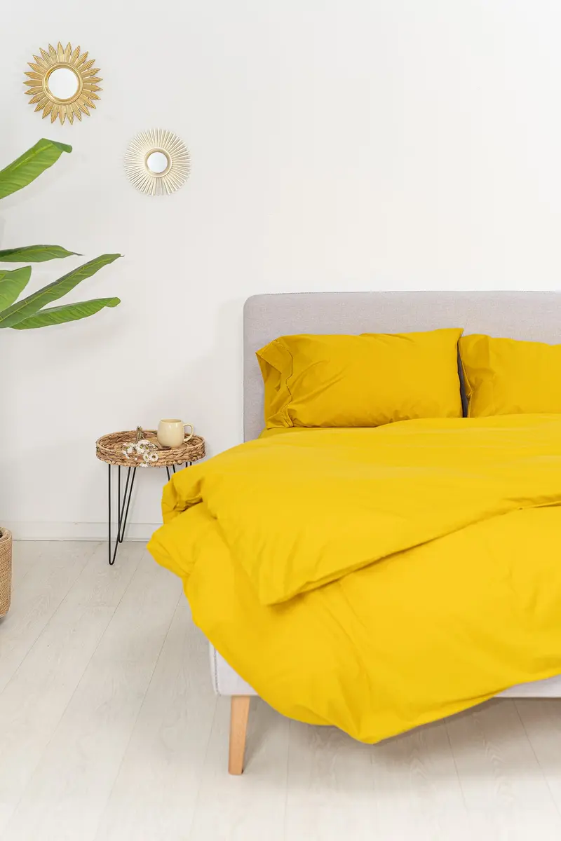 Funda nórdica Algodón Percal de 200 hilos Amarillo Mostaza