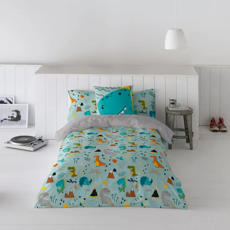 FUNDA NÓRDICA ESTAMPADA INFANTIL SAURUS 100% ALGODÓN
