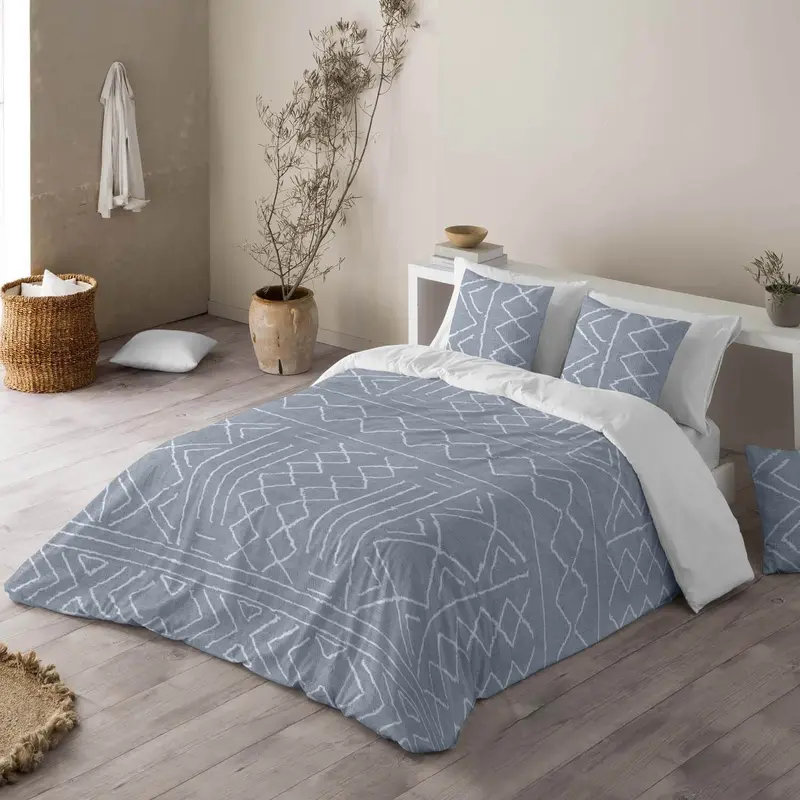 FUNDA NÓRDICA ESTAMPADA NAUEK GREY 100% ALGODÓN