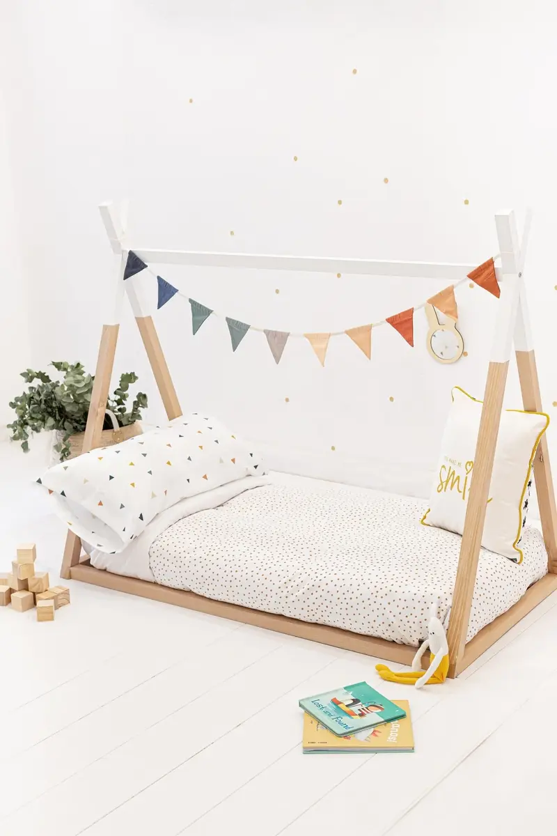 Funda nórdica Infantil Mini Topos Fondo Blanco y funda almohada Tria