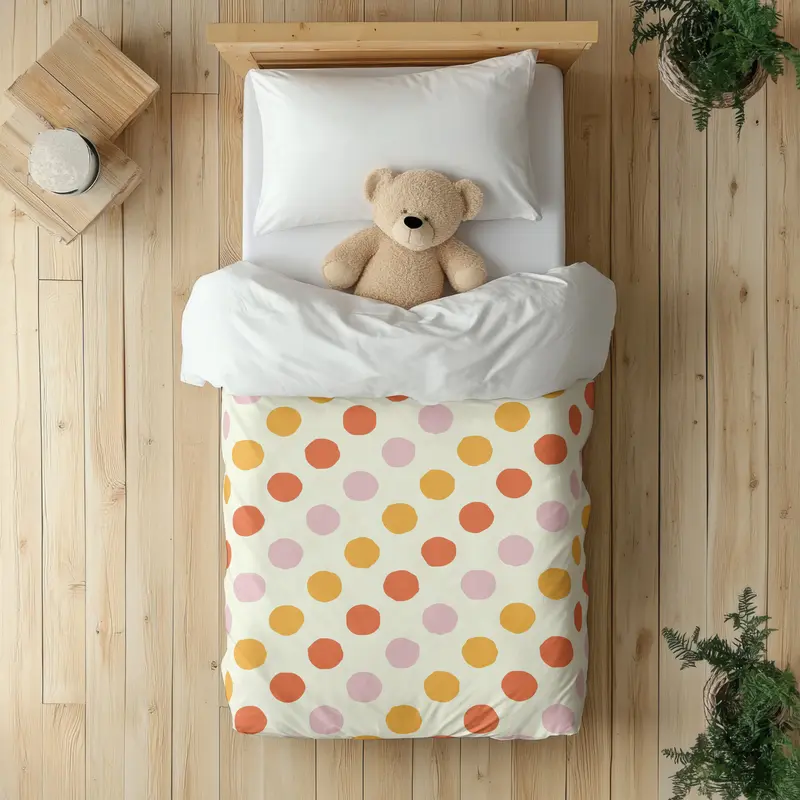 Funda nórdica Infantil Puntos Irregulares Naranja Rosa Crema M