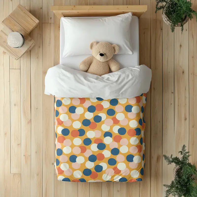 Funda nórdica Infantil Puntos Irregulares Retro Azul Naranja M