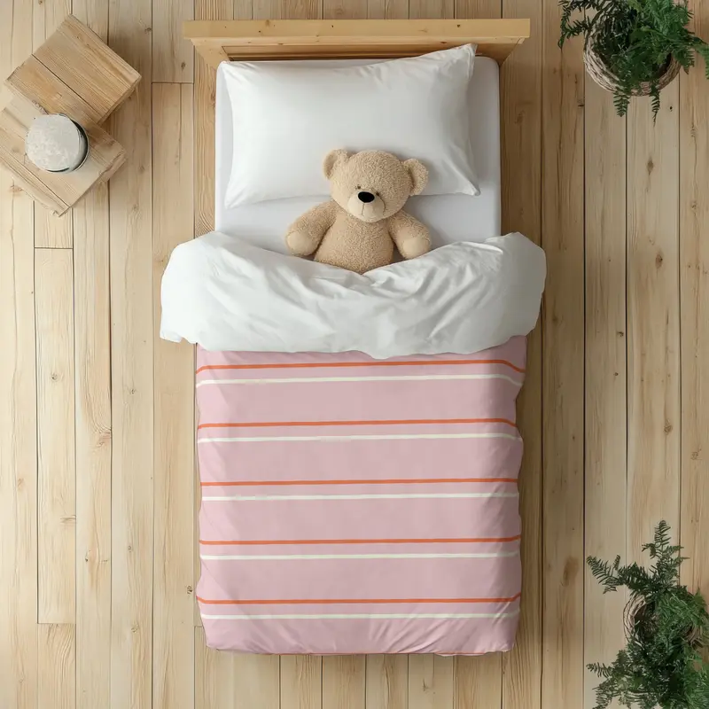 Funda nórdica Infantil Rayas Irregulares Rosado Salmon M