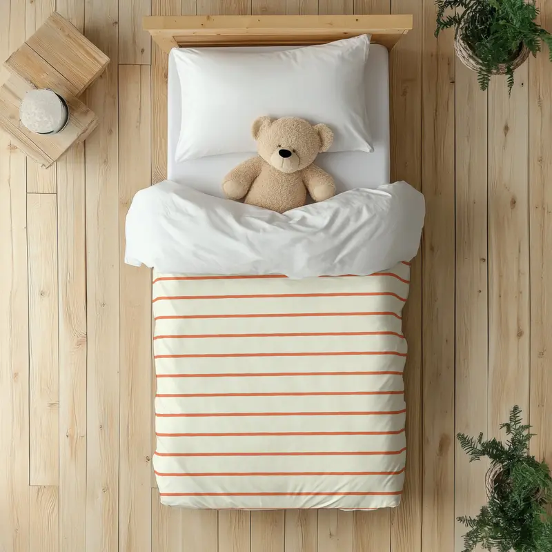 Funda nórdica Infantil Rayas Verticales Irregulares Naranja Crema M