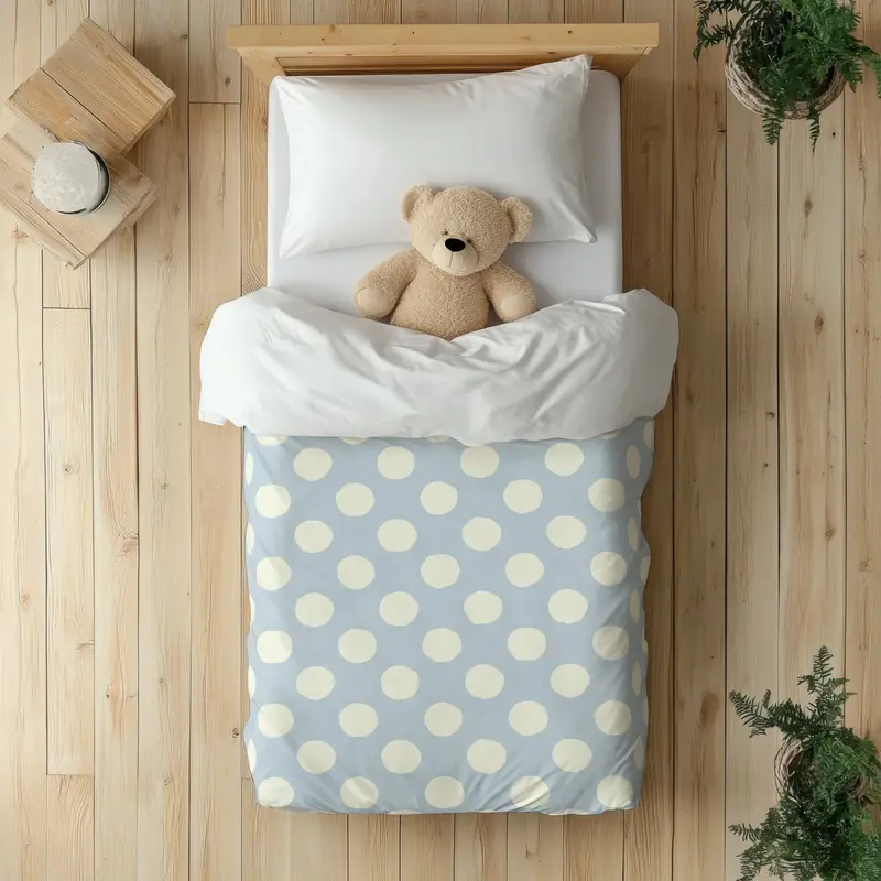 Funda nórdica Infantil Topos Irregulares Azul Claro Crema M