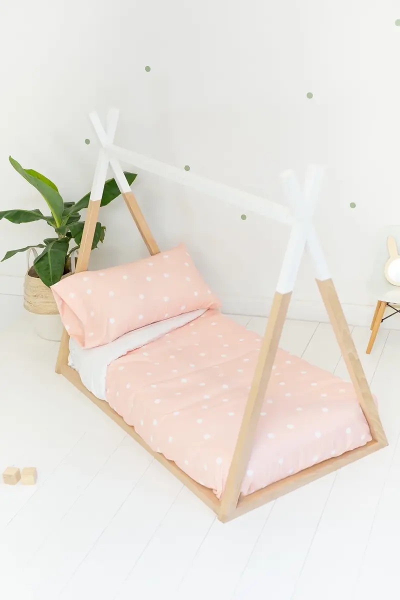 Funda nórdica Infantil Topos Rosa