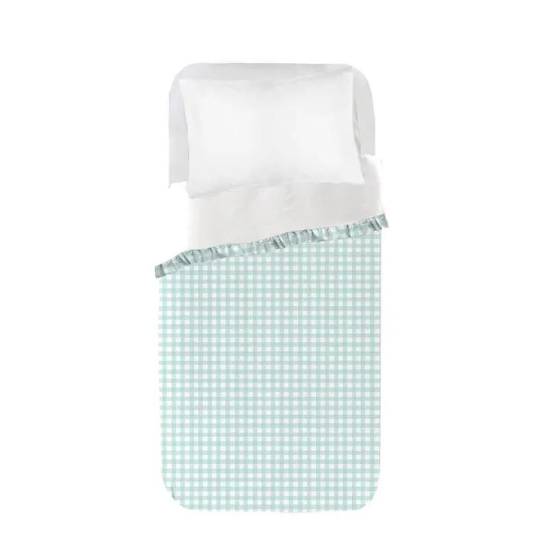 Funda nórdica Infantil Vichy Agua Marina con volante