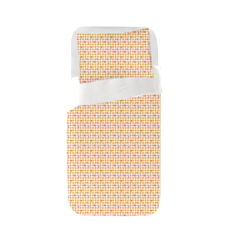 Funda nórdica Infantil Vichy Flor Rosa Amarilla