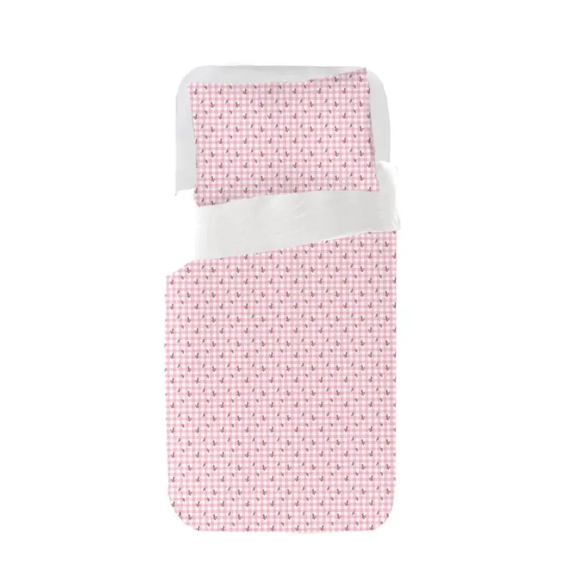 Funda nórdica Infantil Vichy Flor Rosa