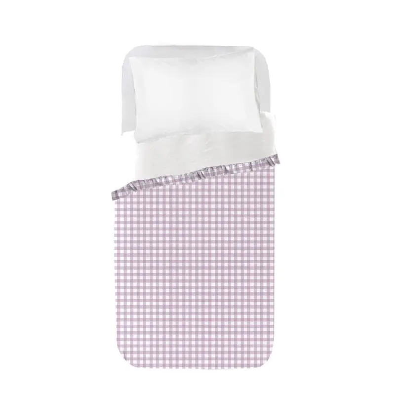 Funda nórdica Infantil Vichy Malva con volante